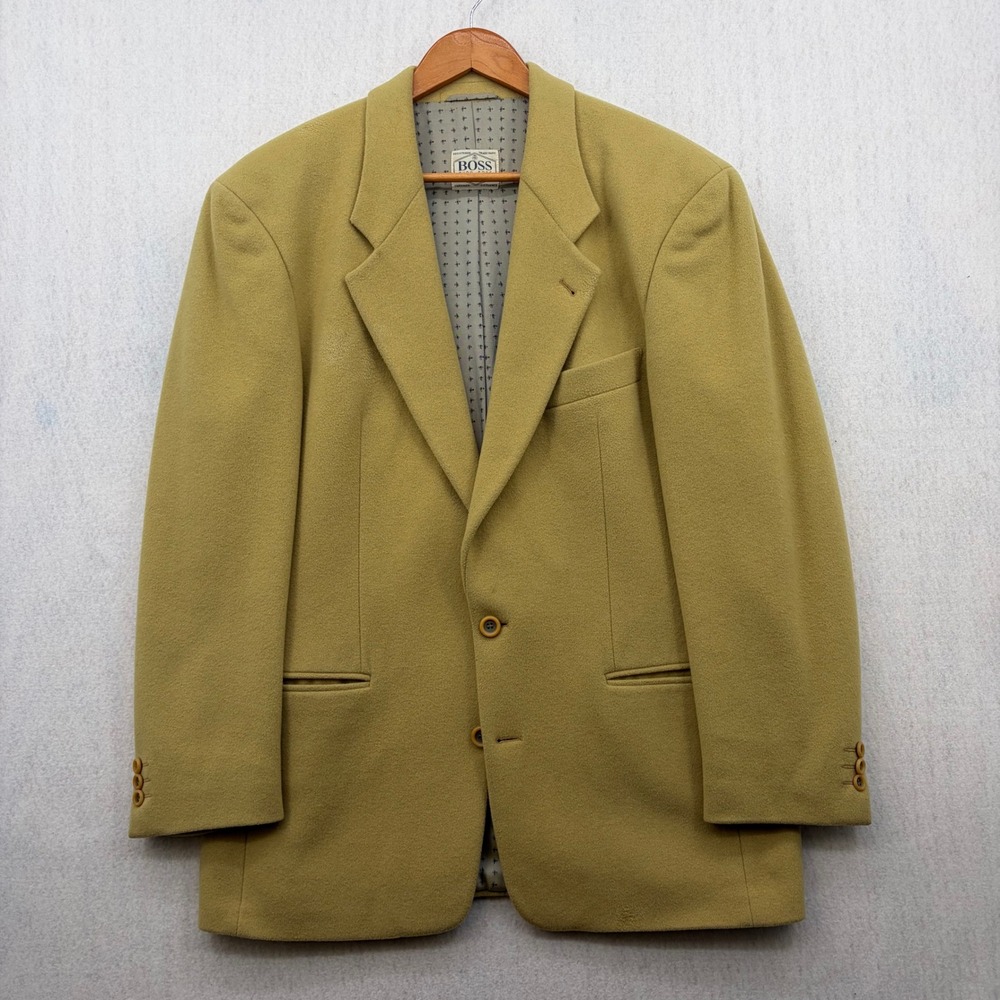 Hugo Boss Twenty Cashmere Wool Blazer Mustard Yellow Sport Coat Mens 42R